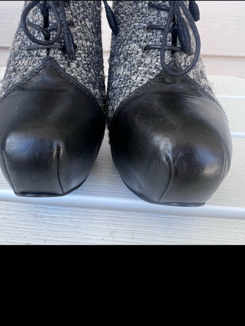 Stuart Weitzman Tweed Lace Up Heels Bootie Oxford Cap Toe Stiletto Size 8 - Picture 2 of 15